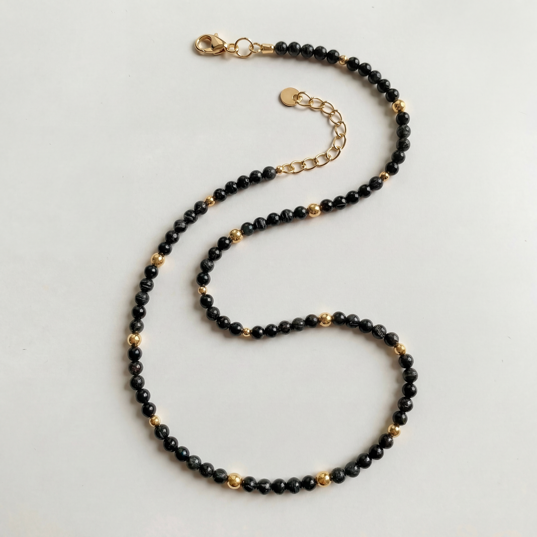 Black Tourmaline Beaded Necklace