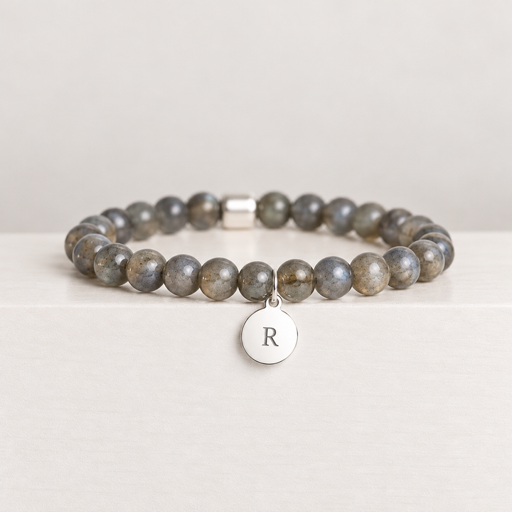 Custom Gemstone Bracelet – Handmade with Sterling Silver Personalised Charm