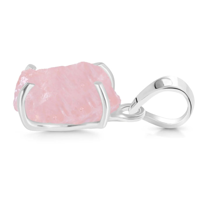Raw Rose Quartz Sterling Silver Necklace – 16"