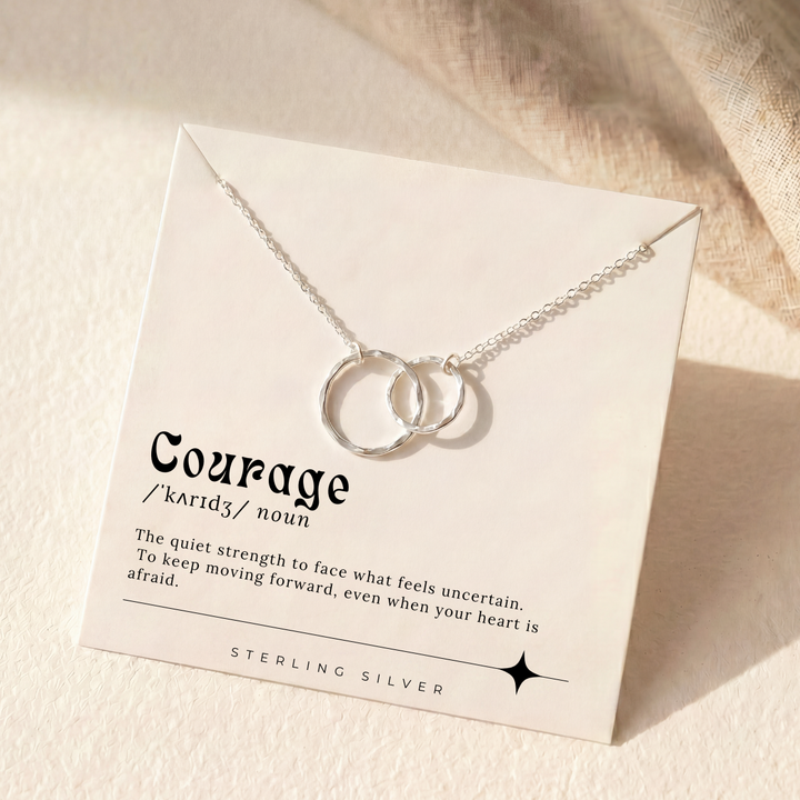 Courage Necklace Two Interlocking Hammered Rings Gift Of Support