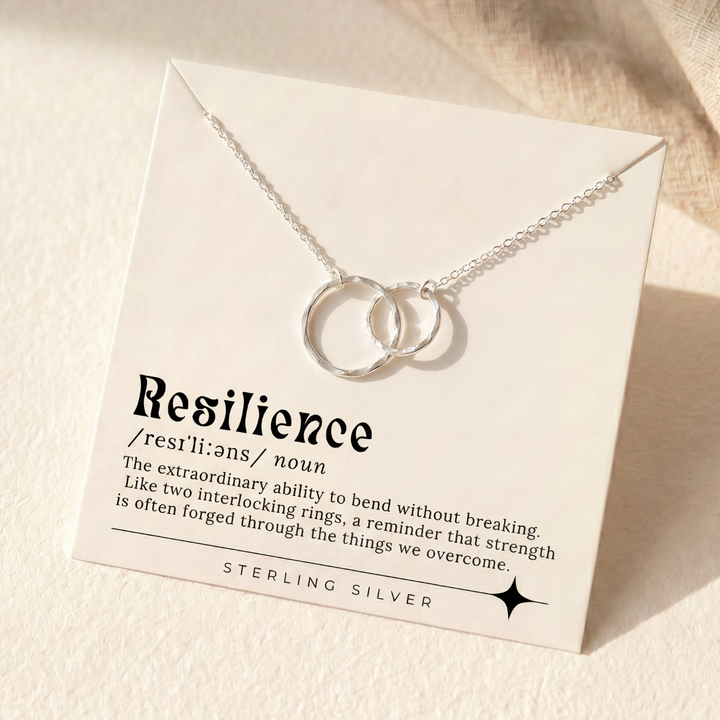 Resilience Necklace Two Interlocking Hammered Rings