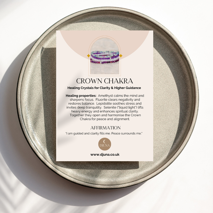Crown Chakra Bracelet Set – Crystal Beads for Clarity & Connection