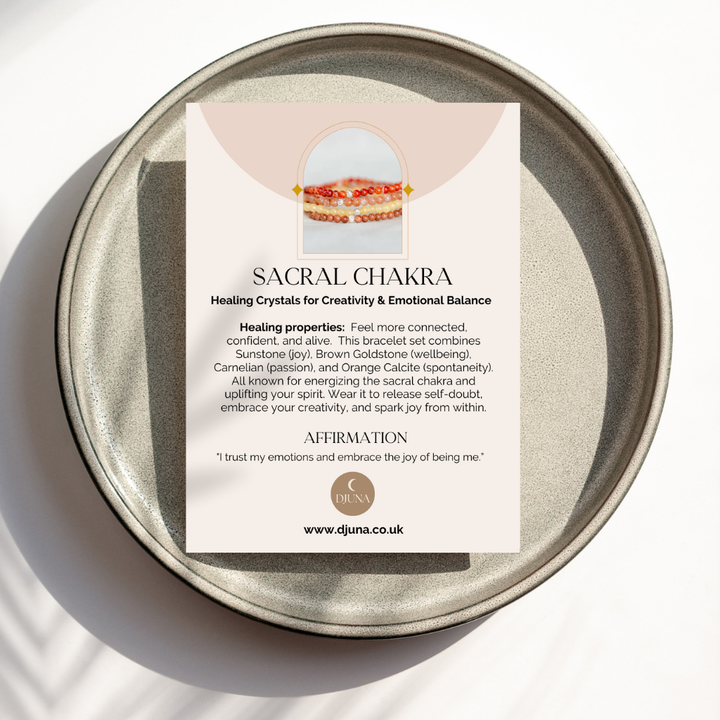 Sacral Chakra Bracelet Set – Healing Crystals for Creativity & Emotional Balance