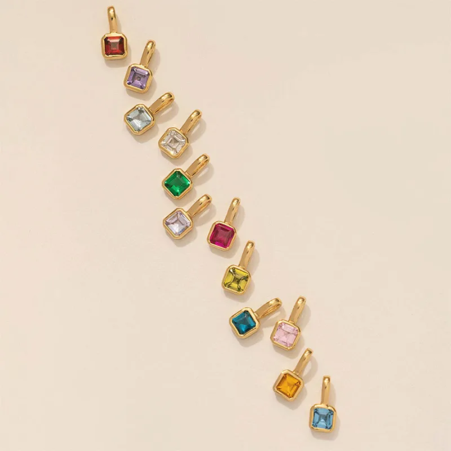 February Birthstone Charm – Amethyst Geometric in Gold