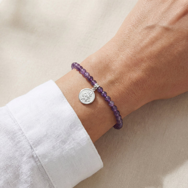 Amethyst & Sterling Silver Saint Christopher Bracelet