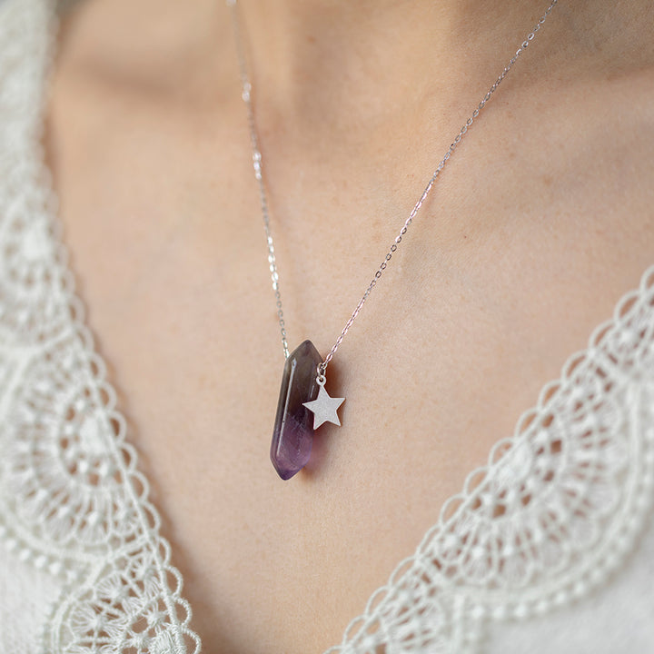 Amethyst Point Pendant Necklace with Star