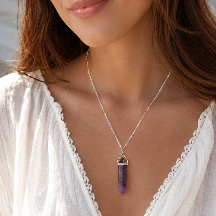 Amethyst Point Pendant – Sterling Silver Crystal Necklace