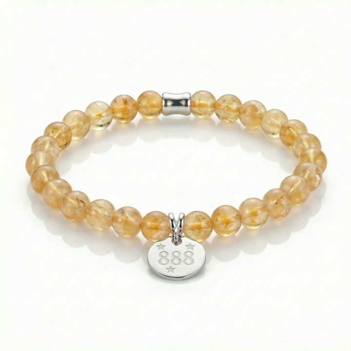 Angel Number 888 Citrine Bracelet – Sterling Silver Charm