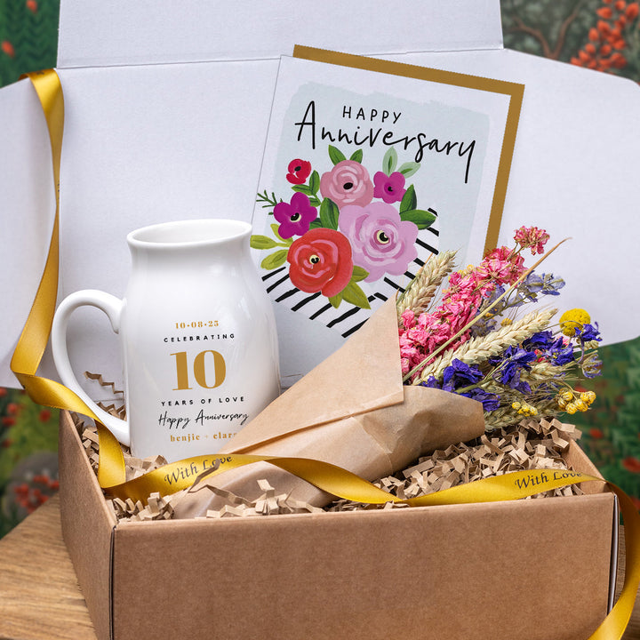 Milestone Anniversary Gift Box with Vase and Flowers - Djuna Studios