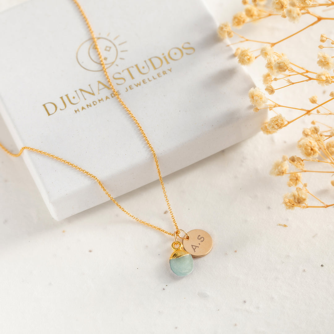 Personalised Aquamarine Necklace - Djuna Studios