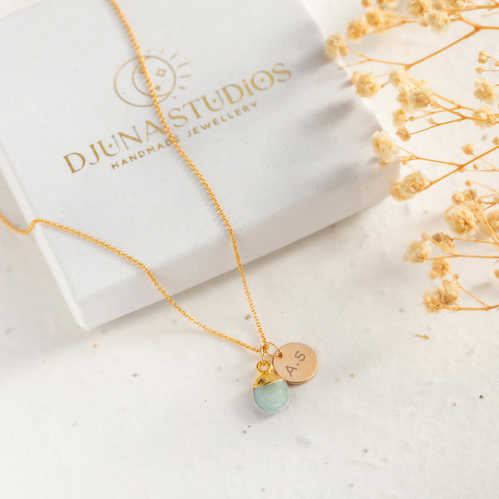 Personalised Aquamarine Necklace - Djuna Studios