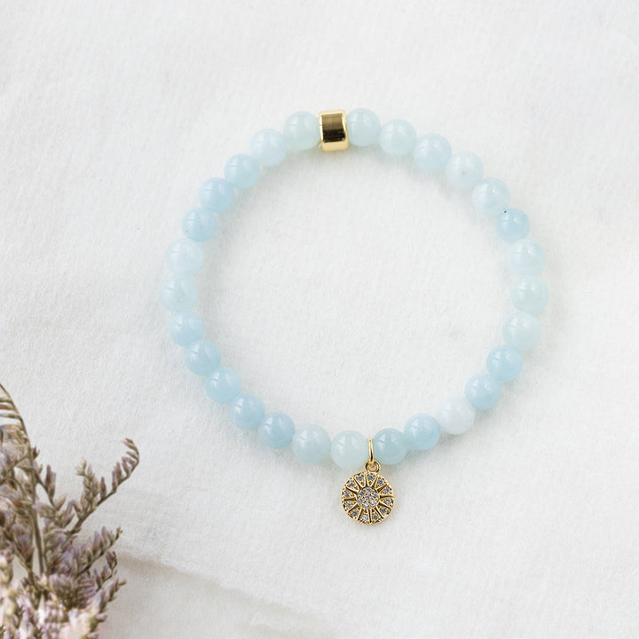 Aquamarine Bracelet with Celestial Charm - Djuna Studios