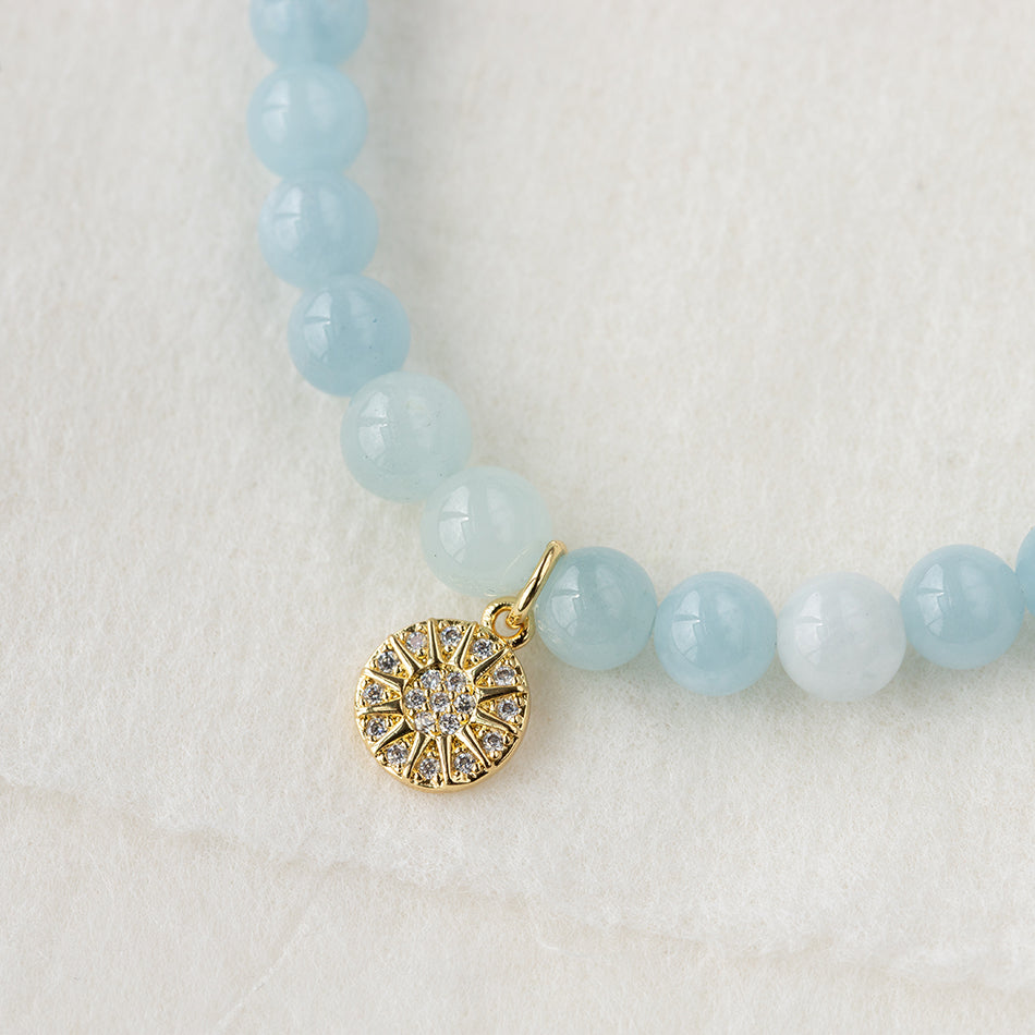 Aquamarine Bracelet with Celestial Charm - Djuna Studios