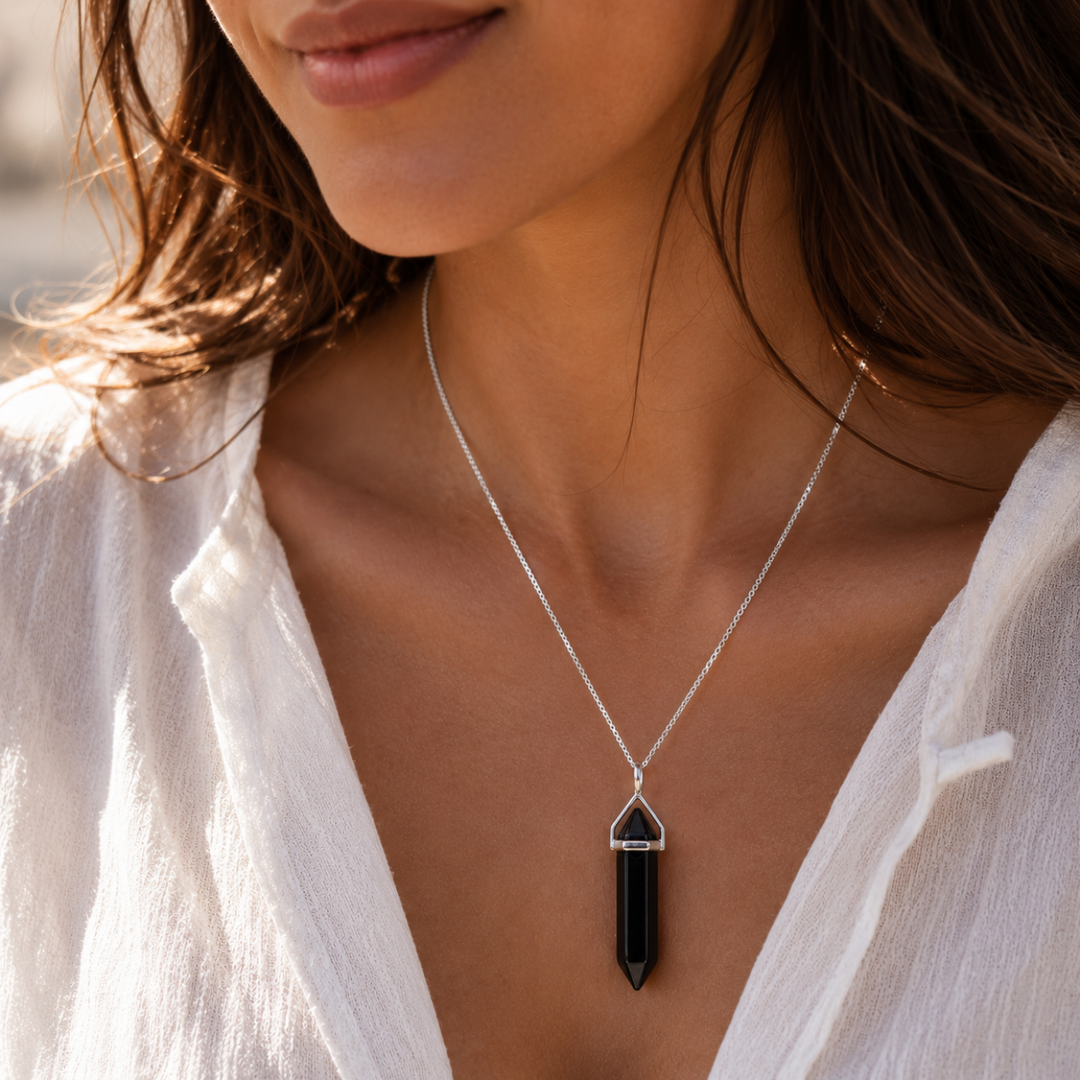 Black Obsidian Protection Necklace – Sterling Silver