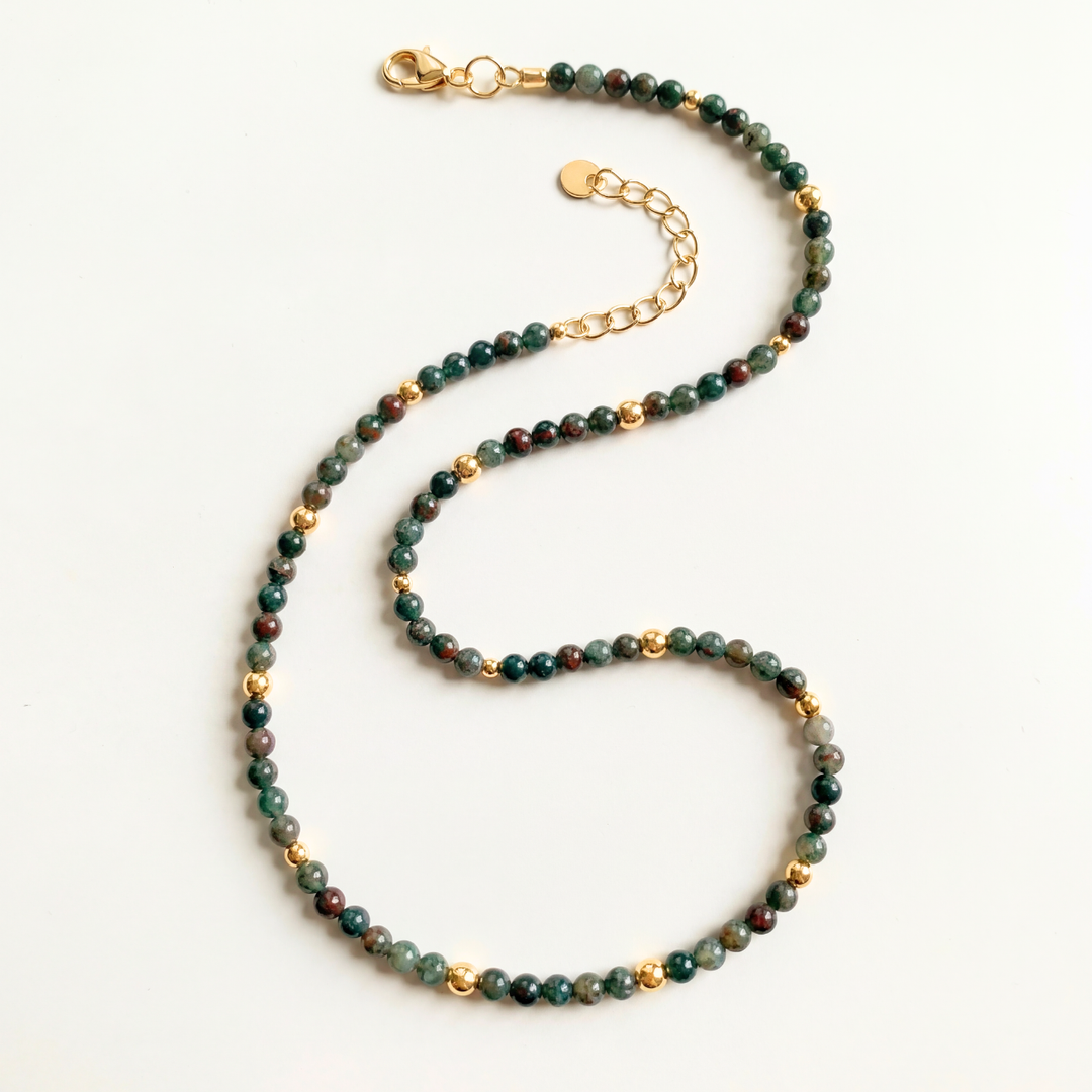 Bloodstone Gemstone Beaded Necklace