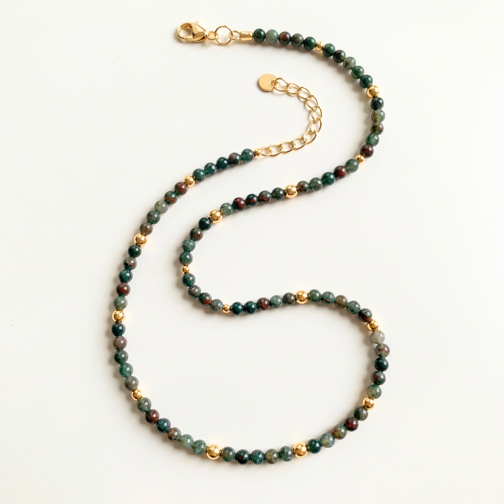 Bloodstone Gemstone Beaded Necklace