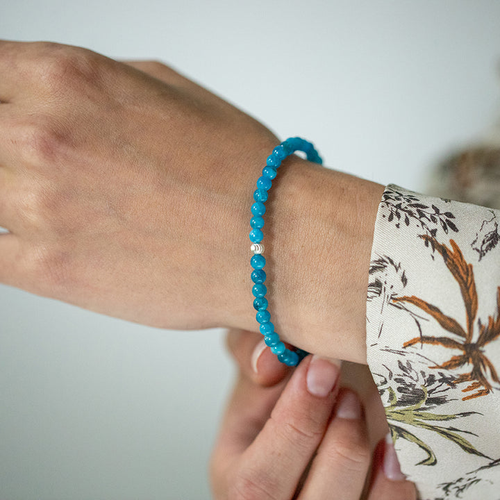 Blue Apatite Gemstone Bracelet 4mm - Djuna Studios