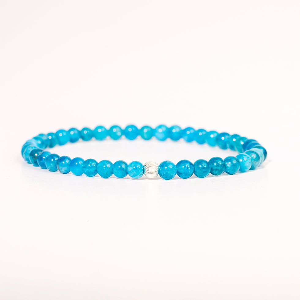 Blue Apatite Gemstone Bracelet 4mm