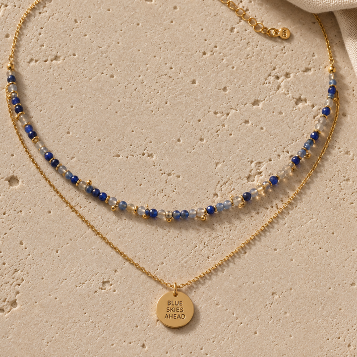 Blue Aventurine Layered Necklace Set - Blue Skies Ahead Necklace