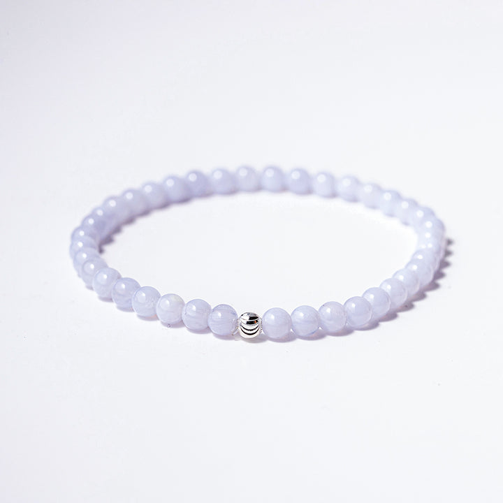 Blue Lace Agate Gemstone Bracelet 4mm - Djuna Studios