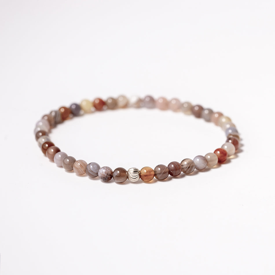 Botswana Agate Gemstone Bracelet 4mm