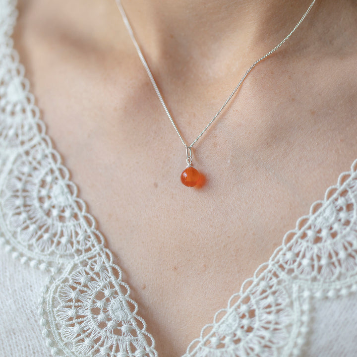 Carnelian Minimalist Bead Necklace