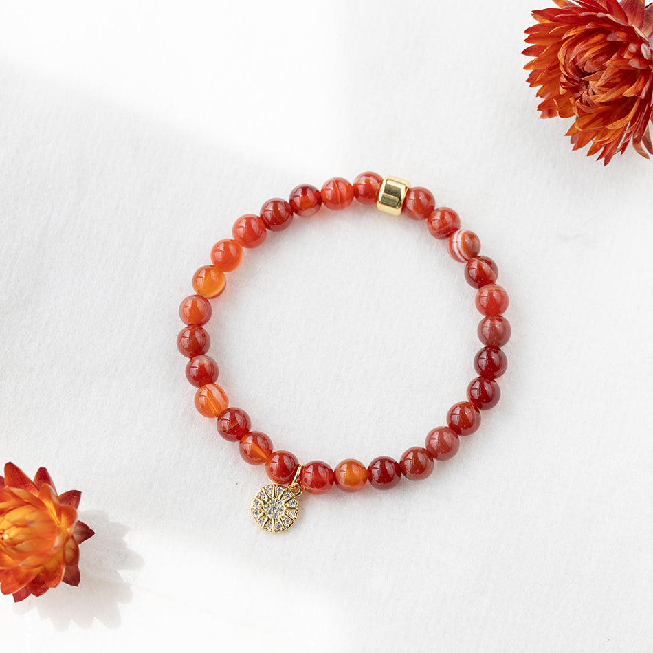 Sunstar Charm Carnelian Bracelet