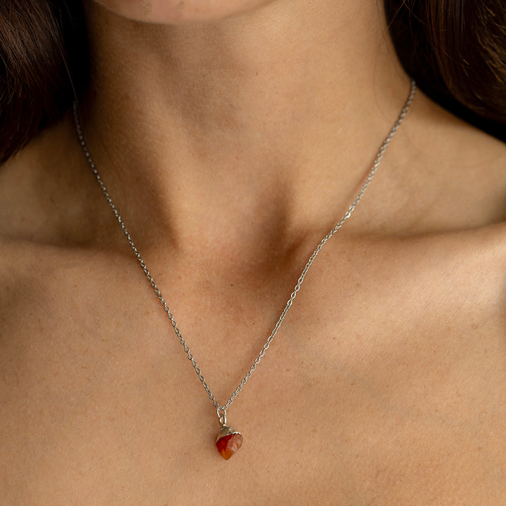 Carnelian Raw Pendant Necklace – Healing Crystal Jewellery for Confidence & Motivation