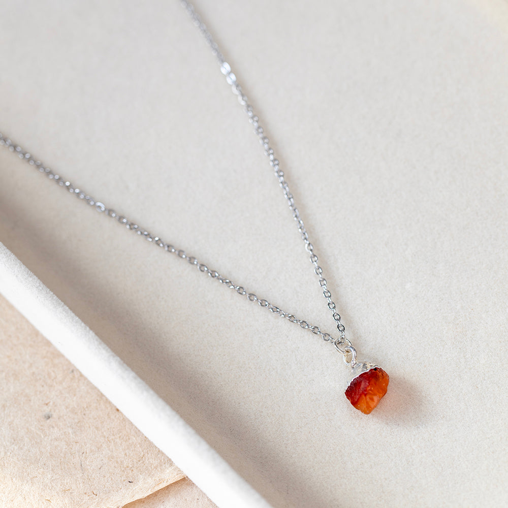 Carnelian Raw Pendant Necklace – Healing Crystal Jewellery for Confidence & Motivation
