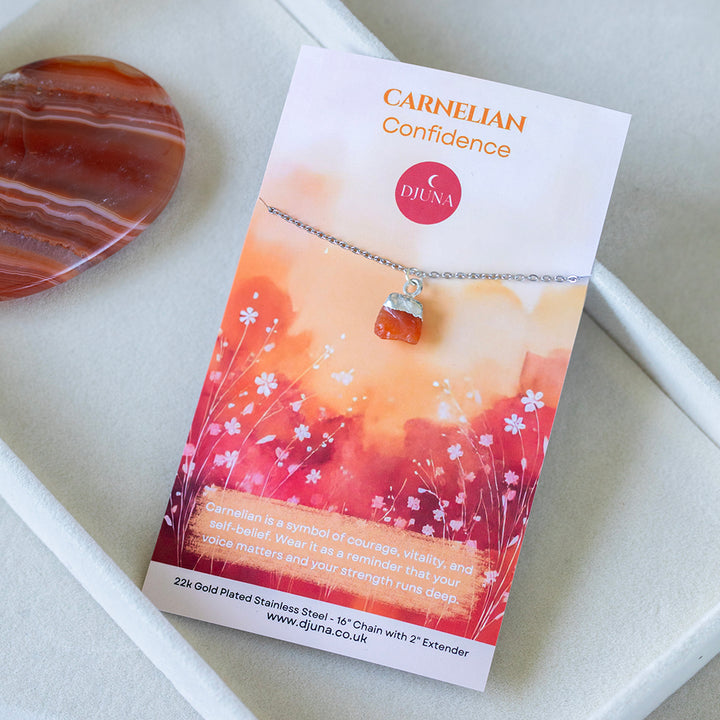 Carnelian Raw Pendant Necklace – Healing Crystal Jewellery for Confidence & Motivation