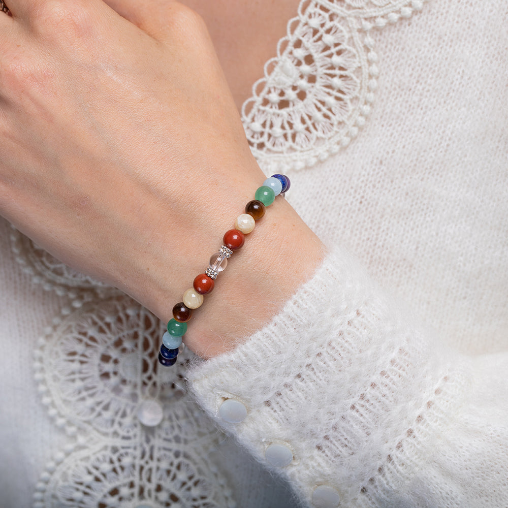 Chakra Bracelet with Clear Quartz - 6mm - Djuna Studios