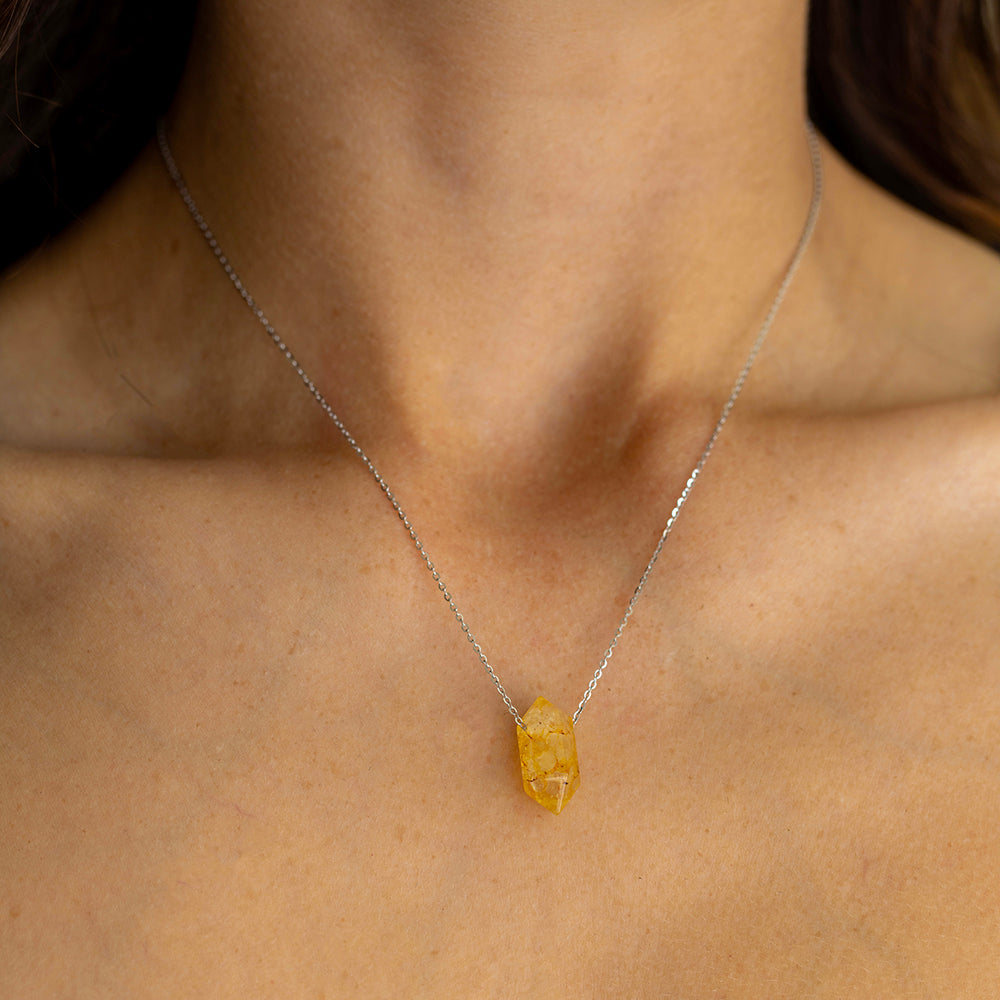 Citrine Double Point Pendant Necklace – Healing Crystal Jewellery for Positive Energy