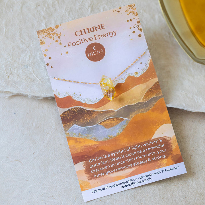 Citrine Double Point Pendant Necklace – Healing Crystal Jewellery for Positive Energy