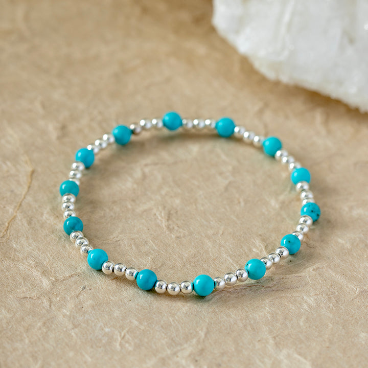 Turquoise Gemstone and Silver Bracelet 4mm