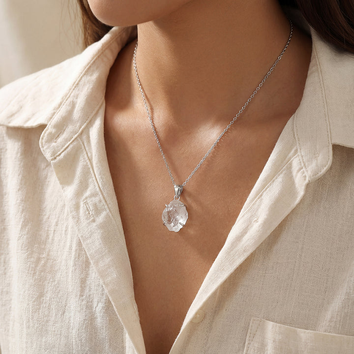 Raw Quartz Sterling Silver Necklace – 16"
