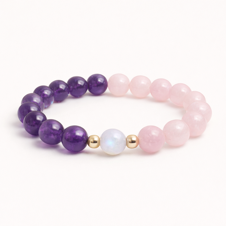 Amethyst, Rose Quartz & Moonstone Dreamweave Bracelet 8mm
