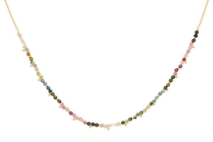 Tourmaline Beaded Necklace – Gold Accent Crystal Necklace