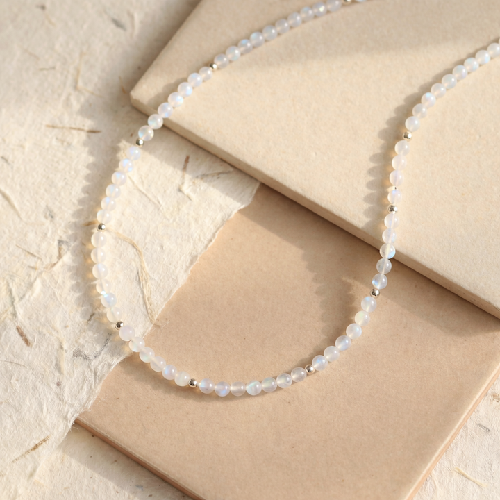 Rainbow Moonstone Beaded Necklace