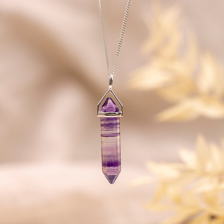 Fluorite - Sterling Silver Point Pendant - Djuna Studios