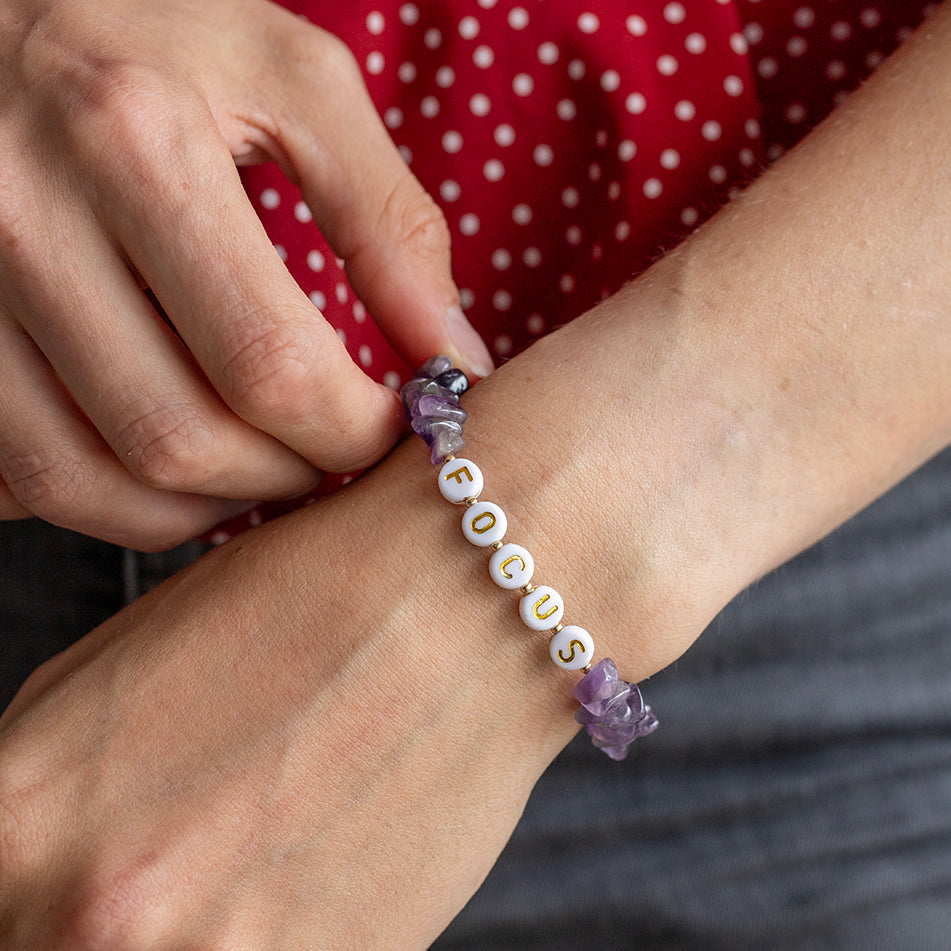 Personalised Amethyst Crystal Chip Bracelet - Djuna Studios