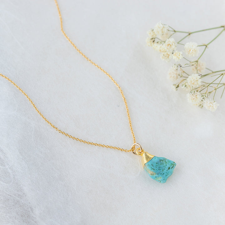 Raw Turquoise Gold Dipped Necklace - Djuna Studios