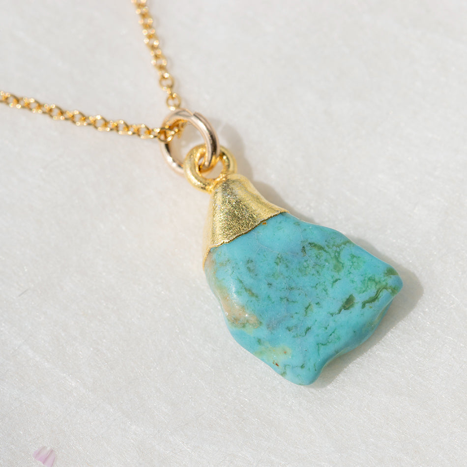 Raw Turquoise Gold Dipped Necklace