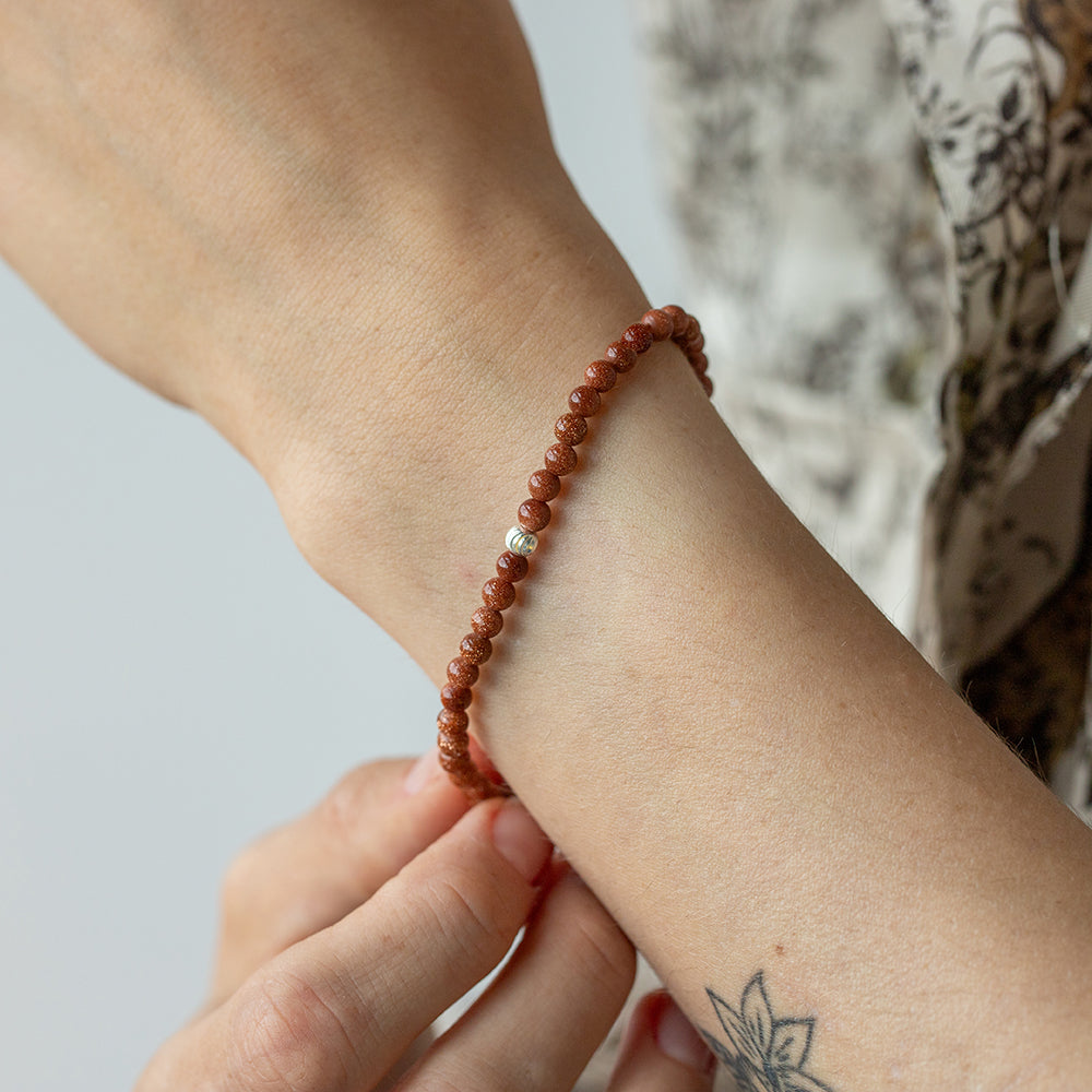 Brown Goldstone Gemstone Bracelet 4mm