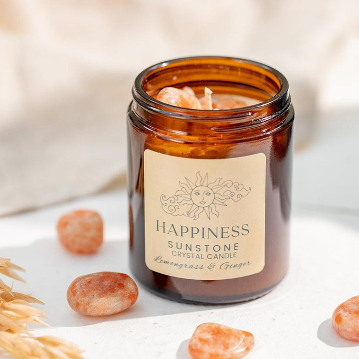 Sunstone Crystal Candle – Boost Joy & Confidence, Handmade Soy Candle