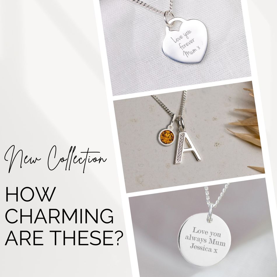 Personalised Jewellery at Djuna with Selection of silver and gold engraved charms and gemstones