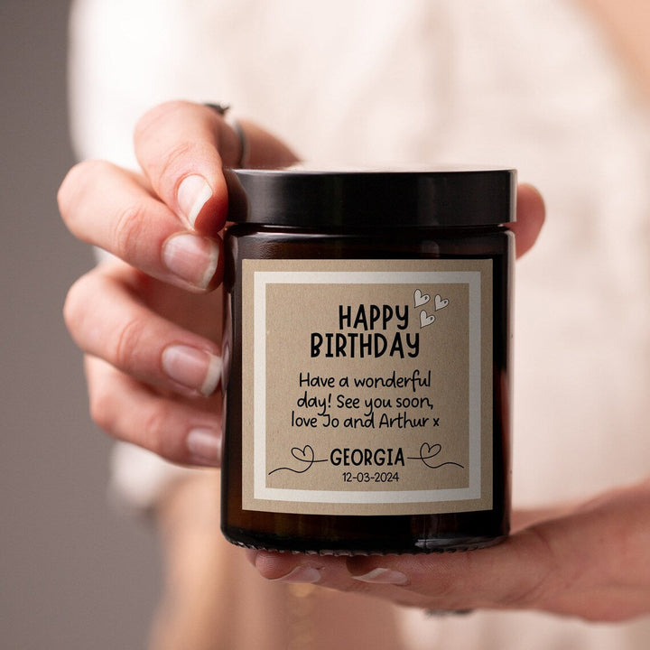 Birthday Gift Set with Personalised Candle and Matches - Djuna Studios