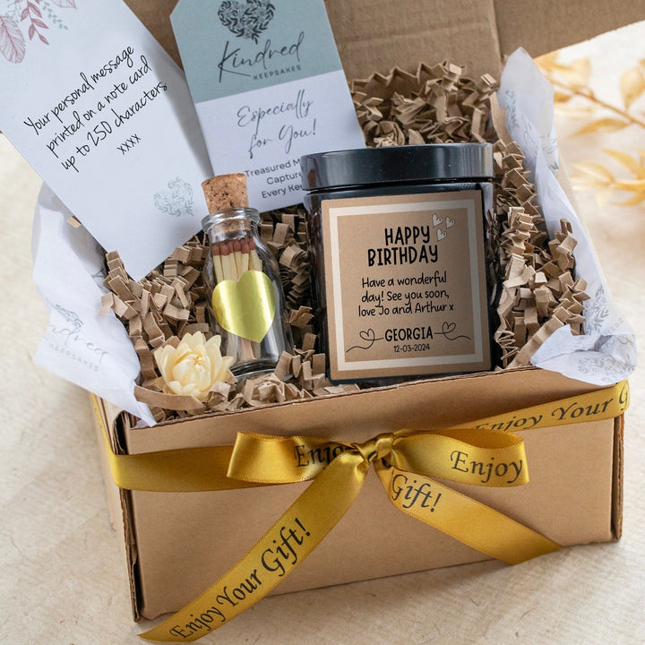 Birthday Gift Set with Personalised Candle and Matches - Djuna Studios