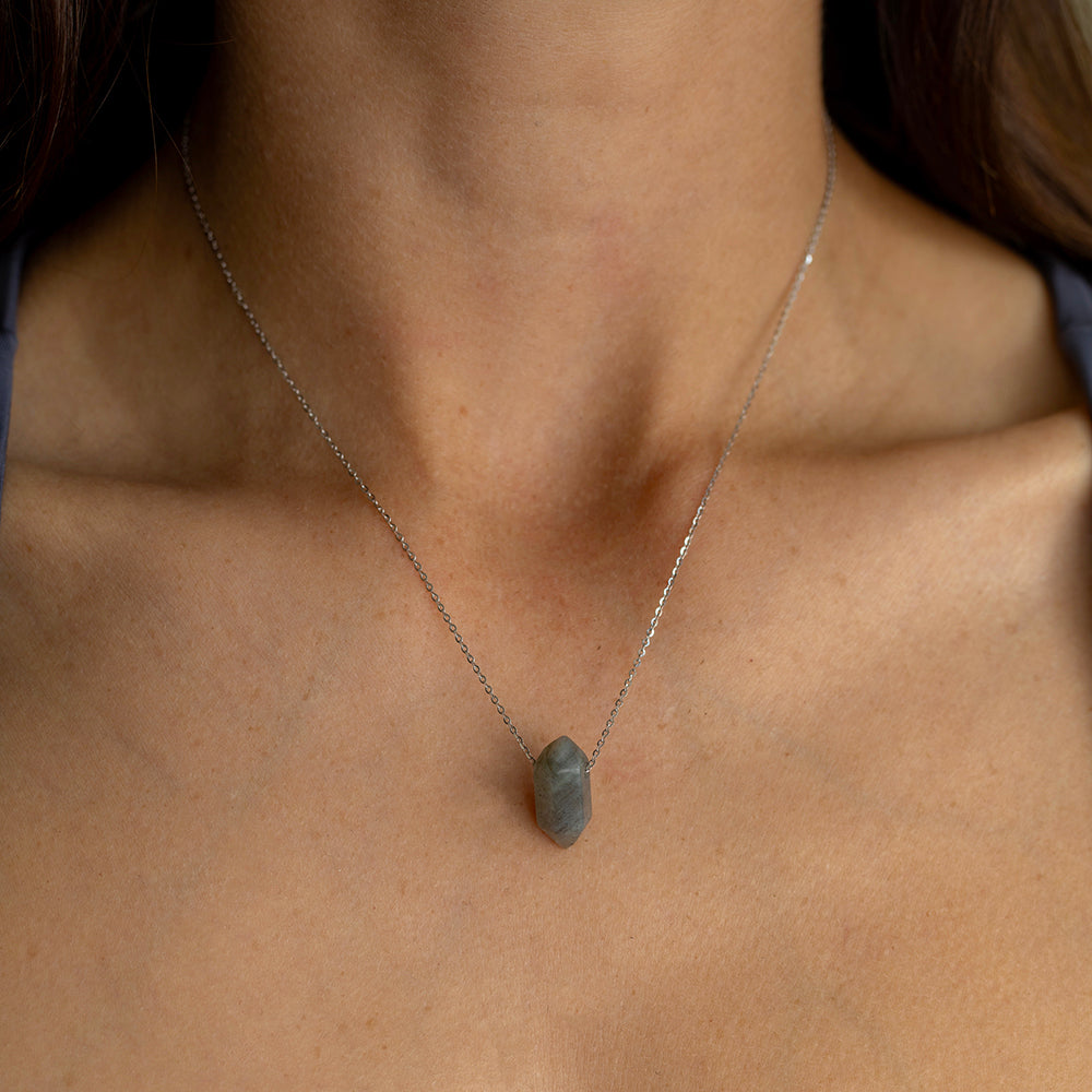 Labradorite Necklace – Polished Point Pendant – Healing Crystal Jewellery for Growth