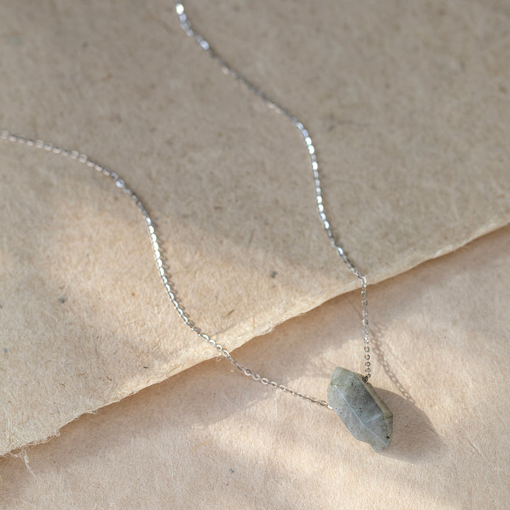 Labradorite Necklace – Polished Point Pendant – Healing Crystal Jewellery for Growth