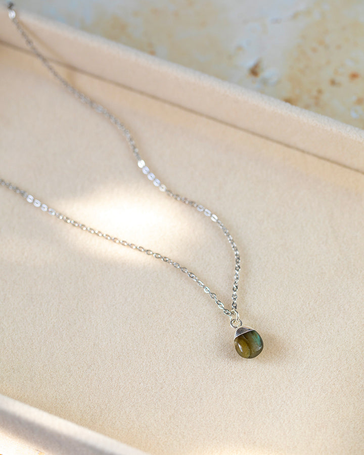 Labradorite Necklace - Tumbled Teardrop Pendant - Soul Sister